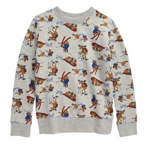 TUCKER + TATE Kids' Print Fleece Sweatshirt In Grey Heather Winter Sports